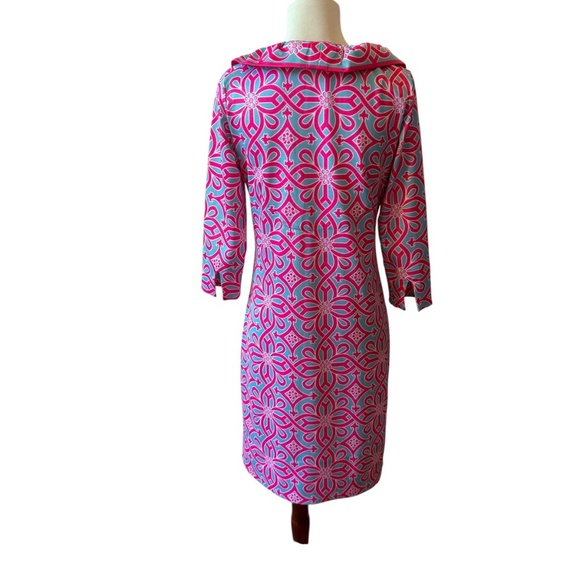 GRETCHEN SCOTT DESIGNS  RUFFNECK DRESS SCALLOP NECKLINE SHIFT STRETCH JERSEY SM - Picture 5 of 13